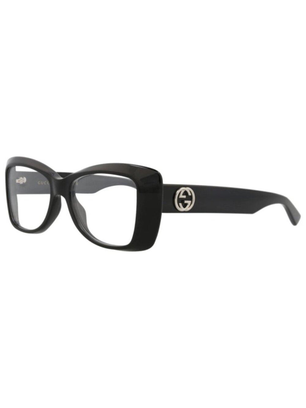 New Gucci Women's Eyeglasses Square Rectangle Recycled Acetate Frame Black Black